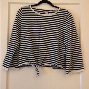 K crew stripe sweater with tie